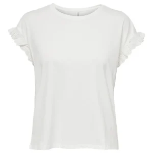 Onliris S/s Emb Top Jrs Noos - Off-white