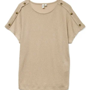 Vmbrook S/s O-neck Top Jrs Btq Ga - Beige