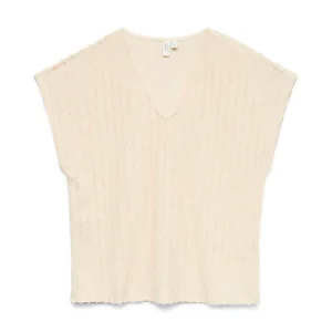 Vmgloriana S/s V-neck Top Jrs Btq - Beige