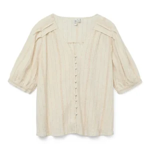 Vmdahlia S/s V-neck Shirt Wvn Btq - Ecru Dessin