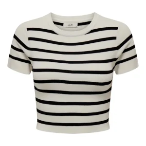Jdycirkeline Ss Crop Top - Ecru Dessin