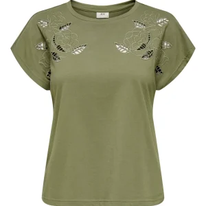 Jdyrose Ss O-neck Emb Top - Army