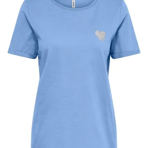 Onlkita Life S/s Top Noos - Lichtblauw