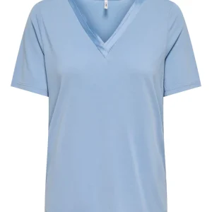 Onlfree Life S/s Split V-neck Top Jrs - Lichtblauw