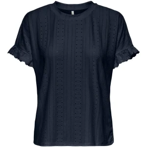 Onlsmilla S/s Frill Mix Top Cs Jrs - Navy