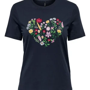 Onlemma Reg S/s Flower Top Box Jrs - Navy