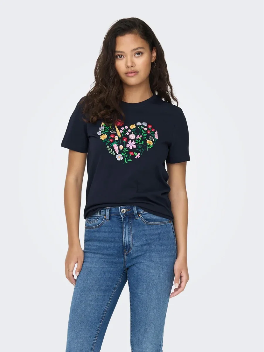 Onlemma Reg S/s Flower Top Box Jrs - Navy - Afbeelding 4