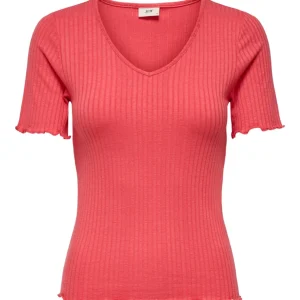 Jdyfransiska S/s Solid Top Jrs - Koraal Rood