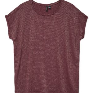 Vmlava Glitter Ss Top Stripe Ga Jrs Noos - Rood Dessin