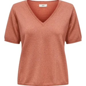 Jdybeauty S/s V-neck Glitter Pull K - Brique