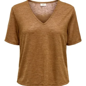 Jdycamille S/s V-neck Glitter Top J - Camel