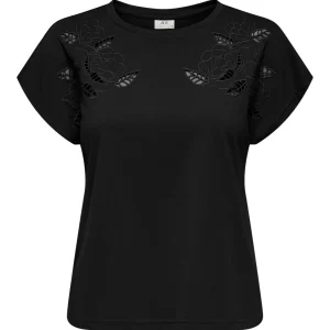 Jdyrose Ss O-neck Emb Top - Zwart