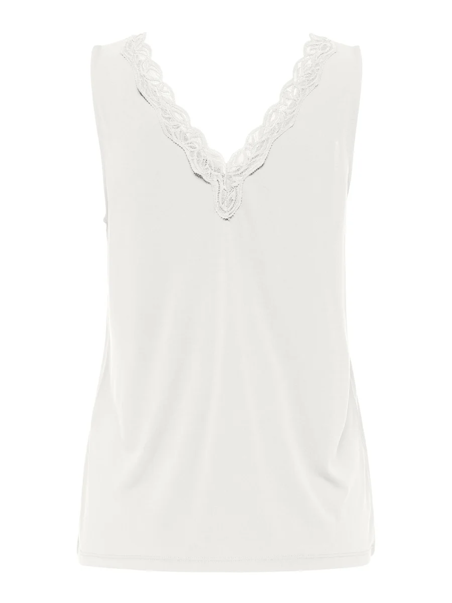 Onlfree Life S/l V-neck Lace Mix Top Jrs - Off-white - Afbeelding 3