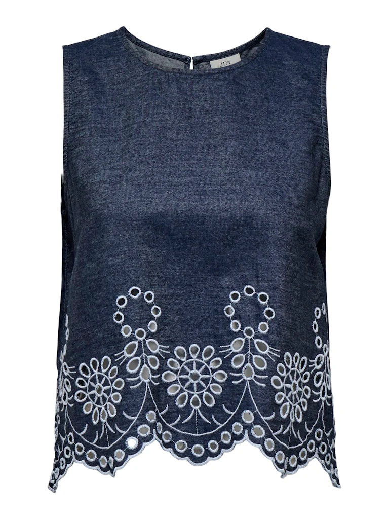 Jdymargot S/l Embroidery Top Wvn - Blue Denim - Afbeelding 2