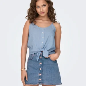 Onllecey Sl Knot Singlet Noos Wvn - Blauw Dessin