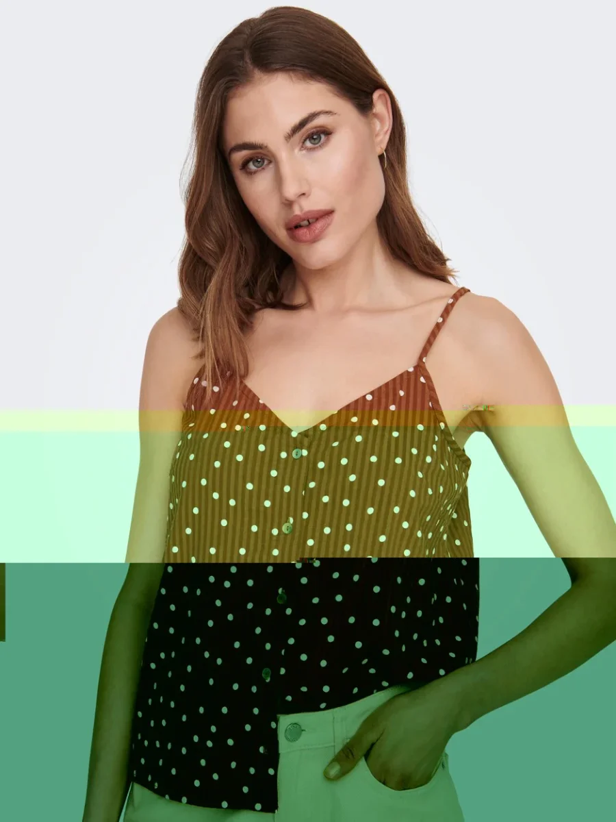 Onlemily Button Singlet Ptm - Bruin Dessin - Afbeelding 6