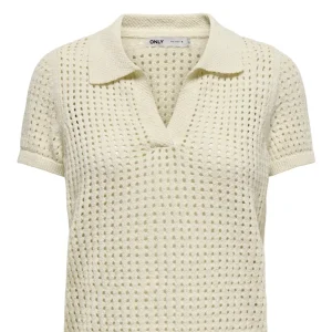 Onlannasofia Life Ss Long Polo Knt - Ecru