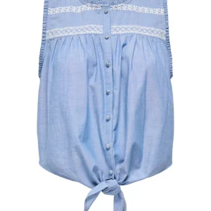 Jdybella S/l Emb Knot Shirt Wvn Exp - Blue Denim