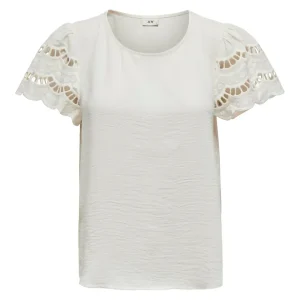 Jdyhannah S/s Lace Top Wvn - Off-white