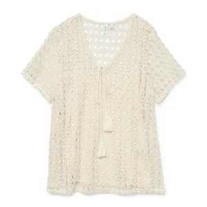 Vmdylie S/s V-neck Top Wvn Btq Ga - Ecru