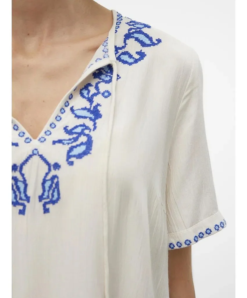 Vmsvella S/s V-neck Top Wvn Exp Ga - Beige - Afbeelding 5