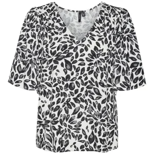 Vmgwen 2/4 V-neck Top Wvn Btq - Zand Dessin