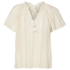 Vmkaya S/s V-neck Top Wvn Btq - Zand Dessin