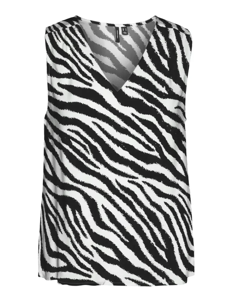 Vmeasy Joy S/l V-neck Top Wvn Ga - Ecru Dessin