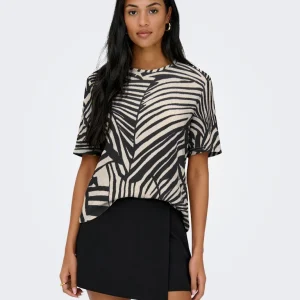 Jdydebbie S/s Top Jrs - Ecru Dessin