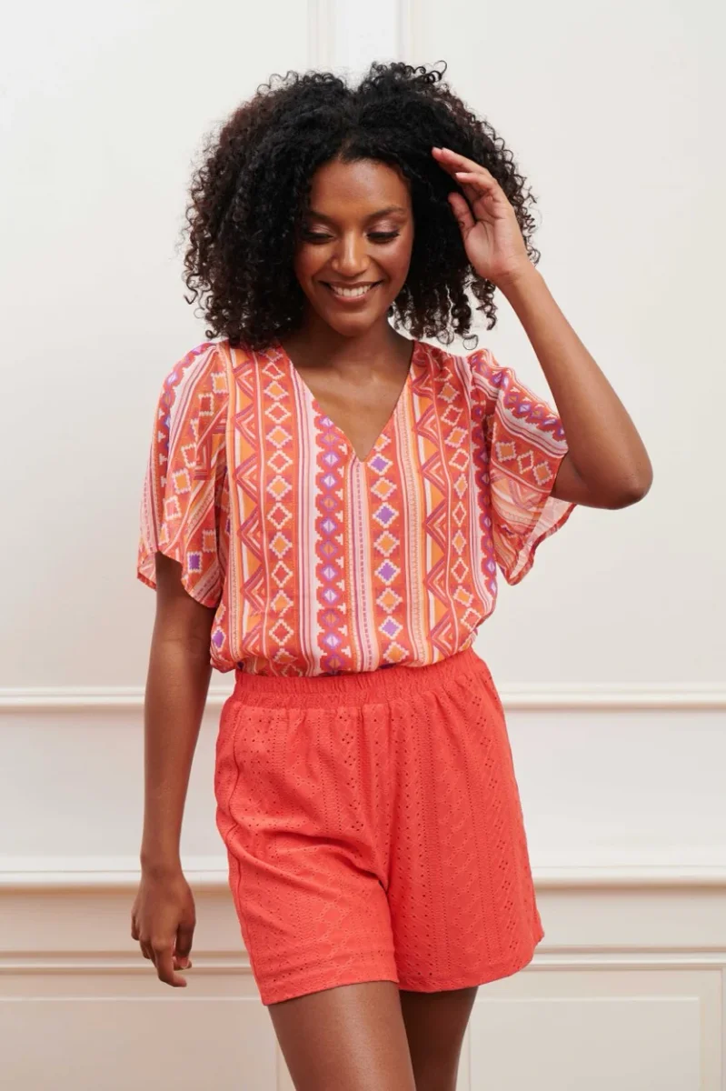 Blouse Leyla - Oranje Dessin - Afbeelding 4