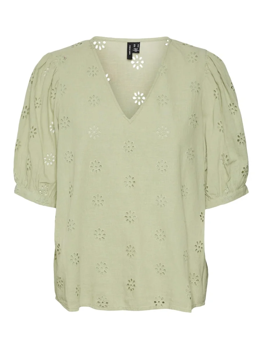 Vmmaja 2/4 V-neck Top Wvn - Olijf