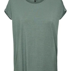 Vmlava Plain Ss Top Lurex Strip Ga - Groen Dessin