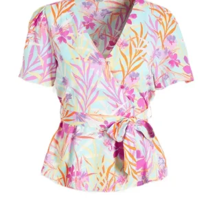 Onllina S/s Wrap Top Ptm - Blauw