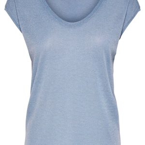 Onlsilvery S/s V Neck Lurex Top Jrs - Blauw