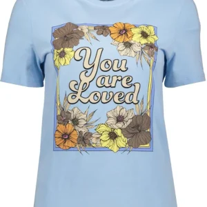 Onlfreya Reg S/s Flower Top Box Jrs - Lichtblauw