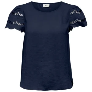 Jdyhannah S/s Lace Top Wvn - Navy
