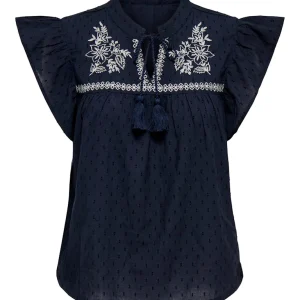 Jdykaya Sl Embroidery Top - Navy