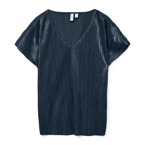 Vmduvi S/s V-neck Top Jrs Btq Ga Nl - Navy