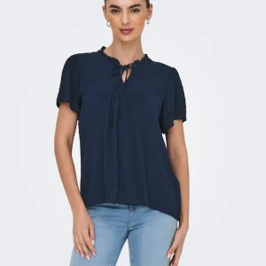 Jdylima Life S/s Top Wvn Noos - Navy