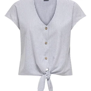 Jdynelli S/s Knot Top Jrs - Blauw Dessin