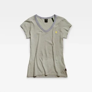 Eyben Stripe Slim V T Wmn Ss - Blauw Dessin