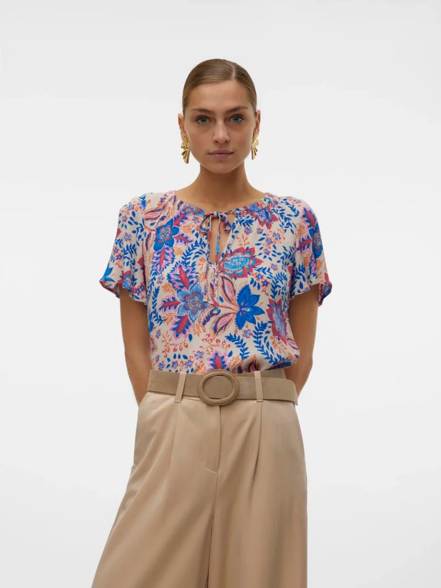 Vmmenny String Ss Top Wvn Ga - Blauw Dessin - Afbeelding 3