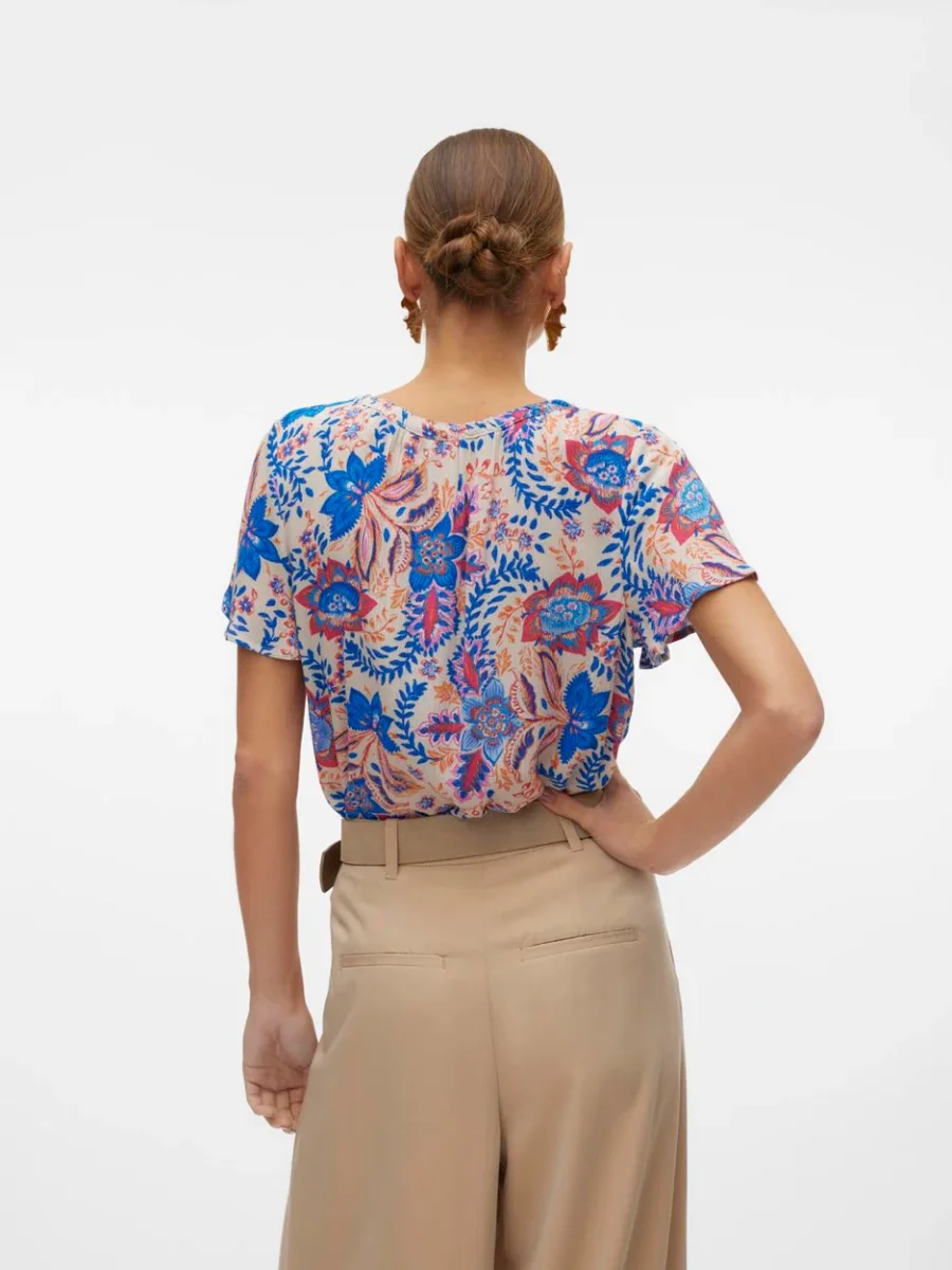 Vmmenny String Ss Top Wvn Ga - Blauw Dessin - Afbeelding 4