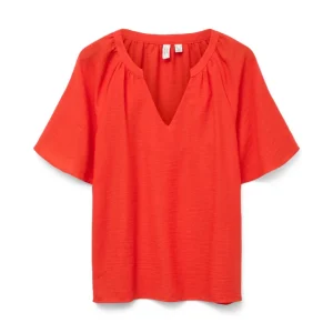 Vmvictoria S/s V-neck Top Wvn Btq G - Rood