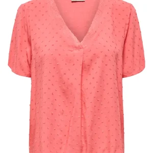 Jdydiana Life S/s Top Wvn Dia - Koraal Rood