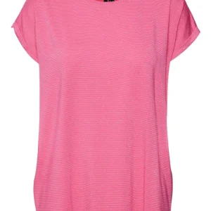 Vmlava Plain Ss Top Lurex Strip Ga - Fuchsia