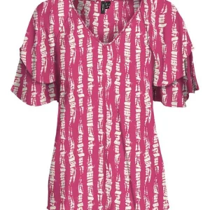 Vmcevi S/s Top Wvn Lcs - Roze Dessin