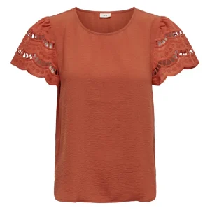 Jdyhannah S/s Lace Top Wvn - Brique
