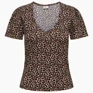 Jdykamilla S/s V-neck Top - Bruin Dessin