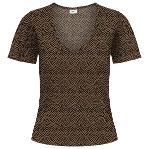 Jdykamilla S/s V-neck Top - Bruin Dessin